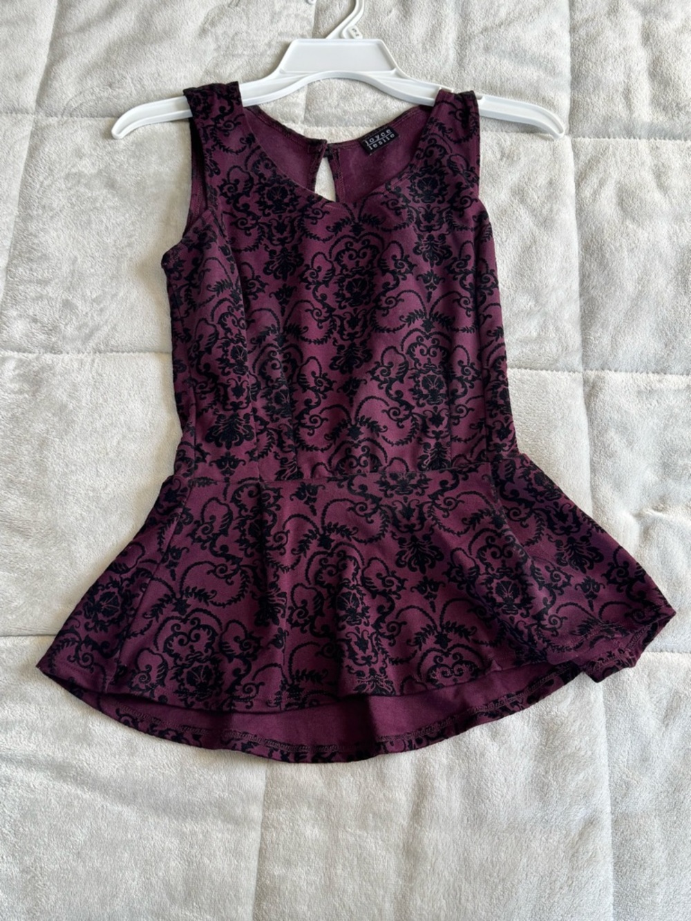 Joyce Leslie Purple and Black Peplum Sleeveless Blouse